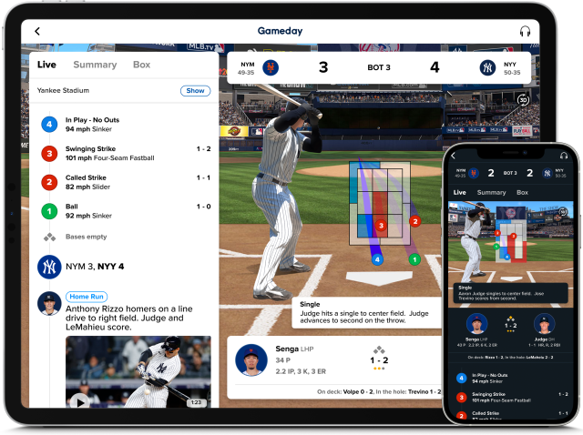 MLB Gameday on tablet & phone